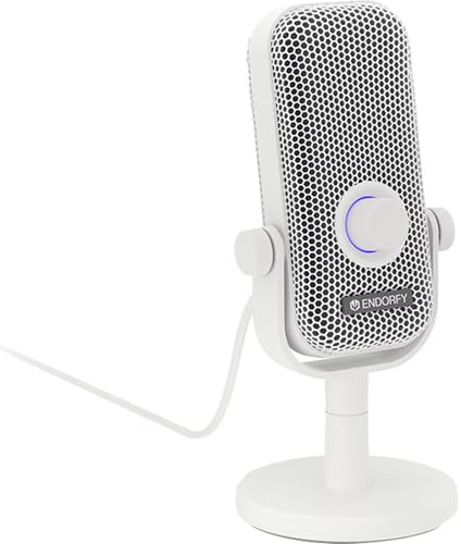 ENDORFY Solum Voice S Onyx White, gaming microphone PC, podcast, streaming, RGB illumination, usb plug & play, tap-to-mute button, GAIN control, cardioid characteristic