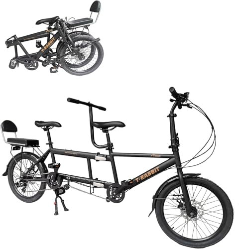 Classic Tandem Adult Beach Cruiser Bike, 20 Zoll Räder City Tandem-Faltrad - Dreisitzer, 7-Gang einstellbar - Maximale Belastung 200kg