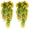 HBell Lot de 4 fleurs artificielles à suspendre, résistantes aux UV, bouquet de fleurs tombantes pour mur, maison, jardin, cour, terrasse, mariage, décoration intérieure et extérieure (jaune)
