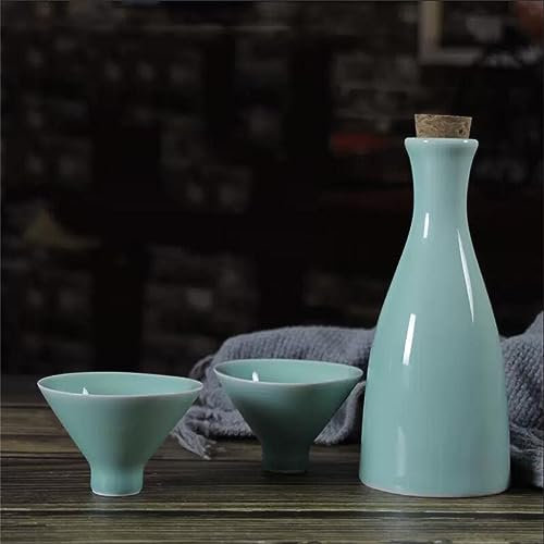 YJYJY Ask Moon Celadon Sake Wine Set Home A Pot Of Two Half Jin Of Strong White Rice Wine Empty Bottle Jar