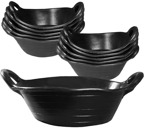 Flexible Rubber Skip Feed Bucket Feeder Trough with Integrated Handles - Pack of 10 Skip Feeds - 11L - Black