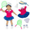 Xerteam Sport Puppenkleidung für 36-43cm Puppen, 7 Teilig Neu Kleidung Puppe Zubehör, 1 Sport Kleider 2 Schläger 1 Badminton 1 Sonnenhut 1 Unterwäsche 1 Paar Socken, Puppengewand Geschenk für Kinder