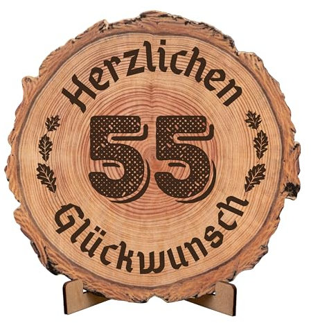 CUBIBOO ART Postkarte aus Echtholzfurnier (Sperrholz) 3 mm dick mit langlebigem Druck und Ständer – Geschenke Zum 55 Geburtstag – Geburtstagskarte 55 Mann – Deko 55 Geburtstag