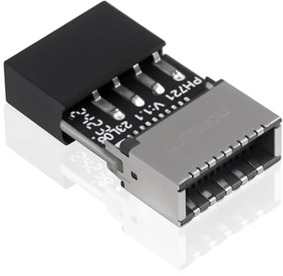 Duttek Adaptateur d'en-tête USB 2.0 vers USB 3.2 Gen 1, connecteur de panneau avant, carte mère USB 9 broches femelle vers type E (A-Key) femelle pour étendre les ports USB C sur le panneau avant du