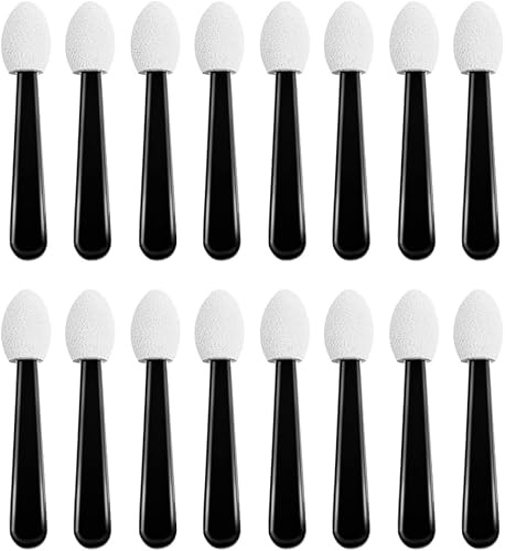 Ymhapp 100 Stück Schwarz-Weiß Lidschatten Applikatoren, Doppelendig, Schwammspitze, Einweg, Kosmetik Pinsel, Augen Make-up Werkzeuge