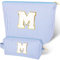 Make-up-Tasche mit Initiale, 2 Stück Personalisiert Schminktasche Damen, Nach Initialen Reise-Make-up-Tasche für Frauen, Mama, Freundin, Muttertag, Valentinstag, Geburtstagsgeschenk（Blau M）