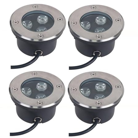 GUODDM Lot De 4 Spots LED Ultra-Fins - Éclairage sous-Marin Étanche 3 W, Spot LED D'extérieur Étanche IP68, Éclairage Encastré pour Piscine, Jardin, Terrasse(Blue,3W(110-230V))
