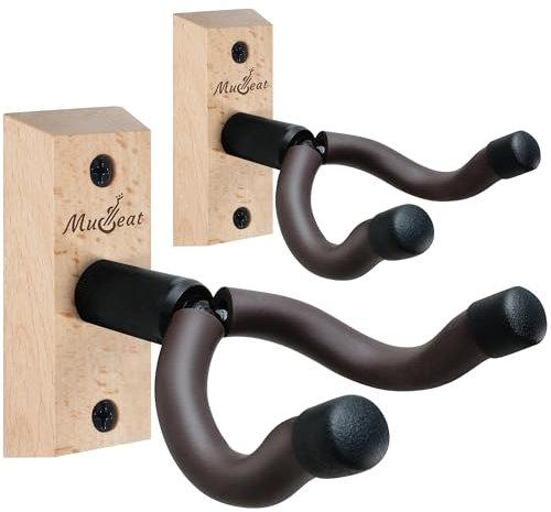 Musbeat Gitarrenhalter für Die Wand, Gitarren Wandhalterung, Wandhalterung Gitarre für Akustikgitarre, E-Gitarren, Buchenholz Gitarrenhalterung Wand, Gitarre Wandhalterung, Gitarrenhalter Wand 2 Stück