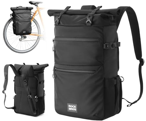 ROCKBROS 3-in-1 Fahrrad Gepäckträgertasche mit Laptopfach | Multifunktionale Fahrrad Tasche als Rucksack Umhängetasche, Tasche für Gepäckträger, 11–16 L Schwarz