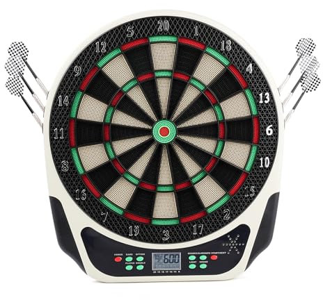 Hominas Elektronische Dartscheibe Set mit Sprachansagen LED Anzeigen Soft Tip Elektrische Dartboard mit 12 Darts 18 Spiele 159 Variationen für Hause Partys Garten 1 bis 8 Spieler