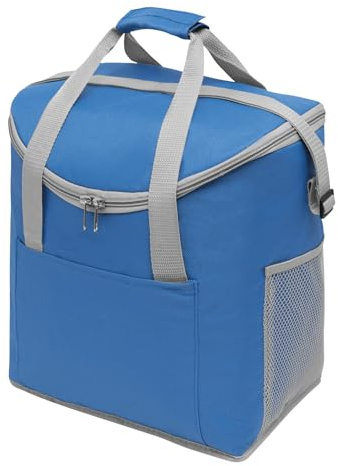 Kühltasche mit Kühlfach Netztaschen 24 L 32 x 23 x 37 cm Blau-Grau | Isoliertasche für 1,5 Liter Flaschen, Outdoor, Auto und Reisen, mit Schultergurt, Frontfach und Griffen