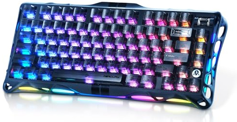 GravaStar Mercury V75 HE Clavier Gaming, Polling 8KHz, Balayage 32K, Précision RT 0,01mm, Clavier Hall Effect 75% RGB avec Switchs Magnétiques, Point d’Activation Réglable (Noir Furtif)