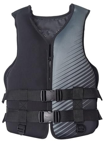 Giubbotto di Salvataggio, Giacca da Surf Regolabile Salvagente con Tasche con Cerniera Giubbotto di Sicurezza per Sport Acquatici in Barca(Black,M)