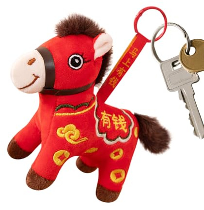 Penlimly Décorations De Cheval Pour Le Nouvel An Chinois - Porte-clés Charm Doux Mignon Portable - Jouet En Peluche De Cheval,Pour Voitures Maison École Bureaux Cafés Librairies Vitrine Tables à