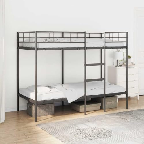 THOYTOUI Etagenbett Schwarz 100x190 cm Stahl ohne Matratze platzsparend für Übernachtungsgäste und Familien