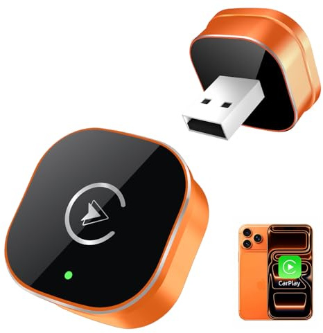 MYCIMRE 2026 Carplay sans Fil, Mini Adaptateur Carplay sans Fil pour iPhone et Plus de 1k+ Voitures, Type-C/USB, Connexion Rapide Stable, Compatible avec iOS 10+ Autos à partir de 2015
