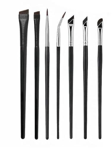 Lahkvor Set di 7 pennelli per eyeliner, ultra-sottili e obliqui ad angolo piatto, pennelli angolati per eyeliner, correttore, strumento professionale di bellezza per l'applicazione di precisione del