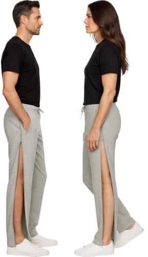 Dobsom Heden Reha Hose Damen & Herren Jogginghose mit durchgehendem Seitlichem Reißverschluss Rollstuhl Pflegehose Elastischer Bund XS–6XL