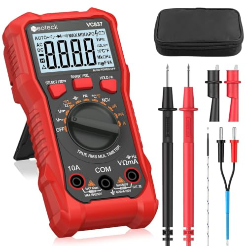Neoteck Digitale Multimetri 6000 Conteggi TRMS NCV 20A AC/DC 600V | Tester Elettricista Auto-Range Torcia LED CAT IV 600V / III 1000V Tensione Corrente Resistenza Continuità Capacità Frequenza
