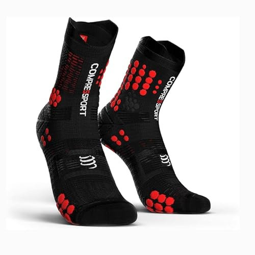 Compressport PRO Racing Socks v3.0 Trail, Calzini da Gara Unisex-Adult, Nero/Rosso, 35-38