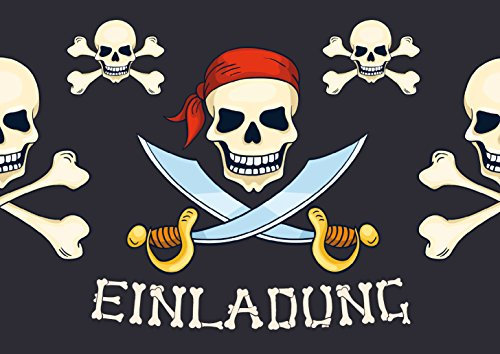 Edition Colibri 10 Einladungskarten PIRATEN/Geburtstagseinladungen für Seeräuber-Kindergeburtstag oder Schatzsuche (10966)