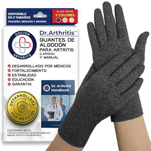 Dr. Arthritis Von Ärzten Entworfen, Arthrose Handschuhe, Weiche Vollfinger Kompressionshandschuhe für Damen/Herren für Raynauds-Krankheit und Karpaltunnel 1 Paar, Grau, M