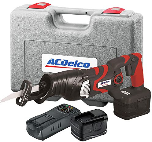 AC Delco ARJ2013AEU 18V Lithium-Ion Reciprocating Saw Power Tool Set | Electric Saw With x2 4.0Ah Battery Packs, Saw Blades, Fast Charger & Carry Case