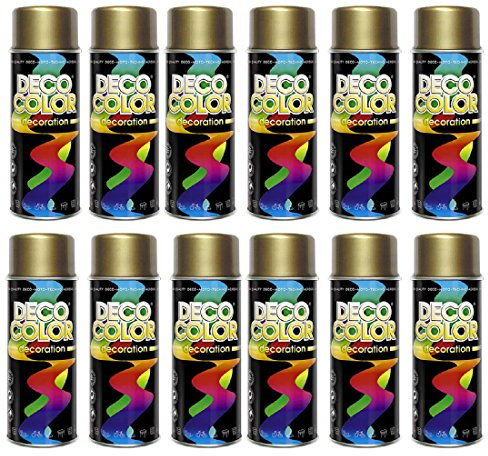 Deco Color 12er Sparpack (1 Karton) Lackspray glänzend 400ml RAL goldlack glanz