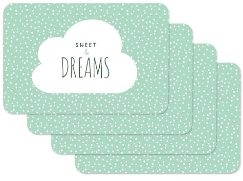 Vénilia Tischset Mint Spruch, Platzset für Esszimmer, Esstischmatten, Telleruntersetzer, Platzdeckchen, abwischbar, lebensmittelecht, 45 x 30 cm, 4 Stück
