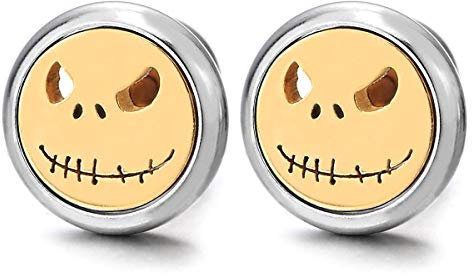 Herren Damen Jungen Klein Monster Ohrstecker, Gestüt Ohrringe Edelstahl, Ohrschmuck, Silber Gold, Schraube Wieder