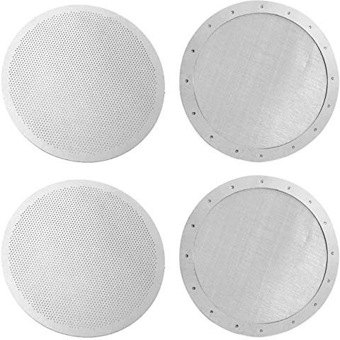 CKANDAY Paquete de 4 filtros de café reutilizables premium para cafeteras Aerobie antiguas/nuevas, 2 tipos de microfiltros finos de malla metálica de acero inoxidable lavables, plateado