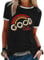 Dresswel Damen Good Vibes T-Shirt Regenbogen Muster Shirt Rundhals Kurzarm/Langarmshirt Oberteile Hemd Tops Bluse(1-Black,M)