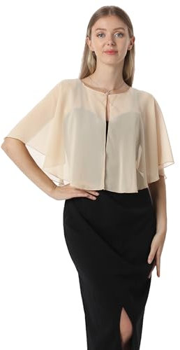 Weiche Capelets Umhang Schals und Wraps für Kleider, Chiffon, Sträucher, Hochzeit, Umhang - Gold - Einheitsgröße