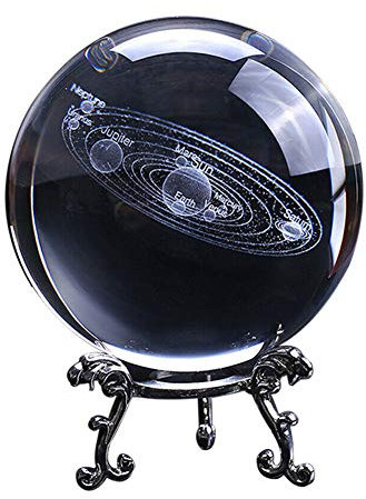 Glaskugel Fotografie Galaxy Kristallkugel Solar System K9 Glas Lensball Fotokugel mit Metall Ständer 3D-Lasergravur Crystal Ball Fotografie Dekoration Geburtstags Weihnachten Geschenk (80 mm)