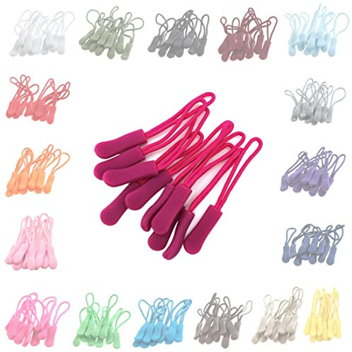 10 Zipper-Schlaufen 70 Farben Reißverschluss-Anhänger Reißverschluss-Verlängerung Pull Anhänger, Farbe:magenta