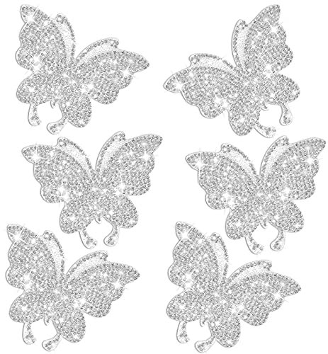 6 Stücke Bling Strass Schmetterling Abziehbilder Kleber Schmetterling Auto Aufkleber Schmetterling Kristall Auto Aufkleber Schmetterling Bling Auto Fenster Aufkleber (Weiß)