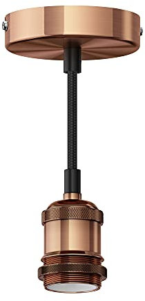 ledscom.de Pendelleuchte/Hängelampe RETRA, Textilkabel, bronze matt, 1x E27 max. 60W