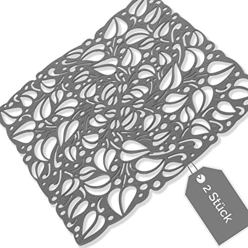 Kerafactum Tappetino in Gomma per Lavello e Cassetti - Antiscivolo, Rettangolare, Protettivo - Grigio, 2 Pezzi