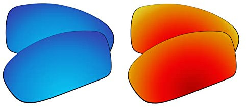 EZReplace Lentes de repuesto para gafas de sol Oakley Holbrook Metal OO4123 (lentes polarizadas), compatible con marco de metal Oakley Holbrook (azul hielo + rojo fuego)