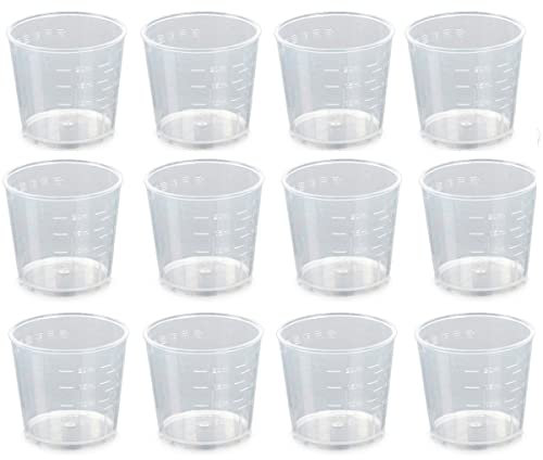 50 PCS 20ml Plastic Mixing Cup Measuring Cups, Measuring Jugs Transparent Reusable Mixing Cup for Mixing Resin Paint Stain Epoxy