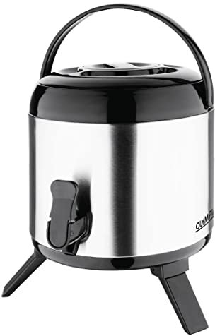 Olympia Stainless Steel Double Wall Beverage Dispenser 6 Litres - Durable, Easy Pour, Hotel Café Outdoor Catering Hot Cold Tea Coffee Drinks Pitcher