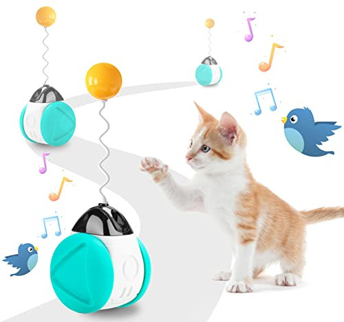 Katzenspielzeug Selbstbeschäftigung, Katzenspielzeug Elektrisch mit Katzenminze & Vogelgezwitscher, Lustiger Katzenball, Tumbler Toy, Interaktives Katzenspielzeug, Hilft Katzen, Vitalität zu Steigern