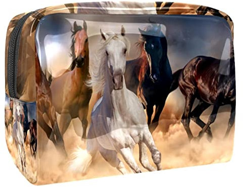 Kosmetiktasche Damen Pferd Reiten Schminktasche Kosmetik Reise Täschchen Kosmetikbeutel Für Mädchen 18.5x7.5x13cm