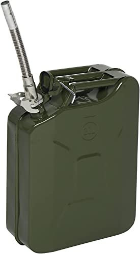 LEADZM Bidon Essence Jerrican Professionnel 20L avec Bec Verseur, Bidon Carburant Portable en Métal pour Diesel, Kérosène, Gazoline (Vert)