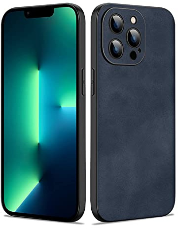 Duxsmei for iPhone 13 Pro Case(2022), TPU and Suede PU Leather Case, Anti-Vibration Anti-Slip Ultralight Luxury Case for iPhone 13 Pro 6.1 Inch, for Men Women (Blue)