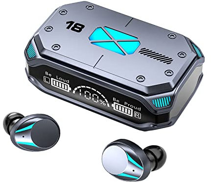 ELLENNE Casque d'écoute Bluetooth 5.2 ANC – FUTRISTIQUE FANTASSANCE – SIMIL MÉTALLIQUE – Sans fil M41 TWS SPORT IMPERMÉABLE FITNESS MICROPHONE HD SANS FIL LONGUE DURÉE M41