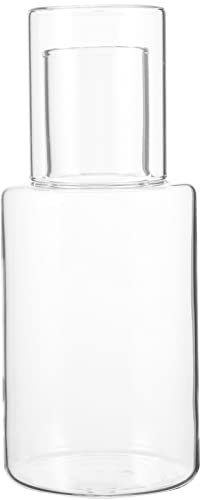 Angoily Klare Glasbecher Nachttisch-Wasserkaraffen-Set Mit Trinkglas Glasbecher Klarglas Saftwasserkrug Mundspülflasche Für Badezimmer Schlafzimmer Nachttisch 1 1 L Klare Wasserflasche