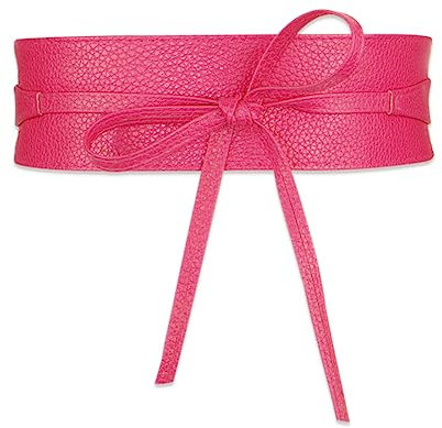 WXNPA Damen-Gürtel, 1 Stück Damen Taillengürtel, Breiter Wickelgürtel Obi Gürtel zum Schnüren Hüftgürtel Bindegürtel(Rosa)