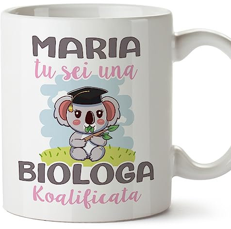 Mugffins Tazza Personalizzata in ceramica per BIOLOGA donna 11 oz / 350 ml - In italiano - Koalificati Personalizzati - Idea regalo per compleanno, anniversario, natale, laurea