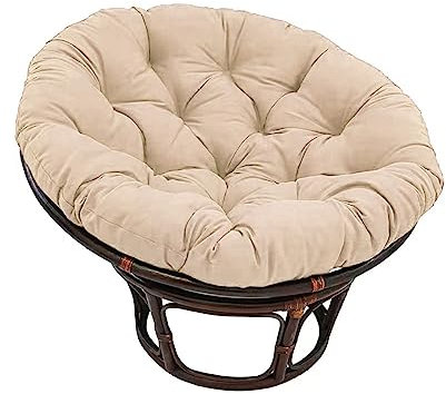 Papasan Outdoor Hängender Korbstuhl mit Weichem, Verdicktem Schaukelkissen - Khaki, 80 * 80cm